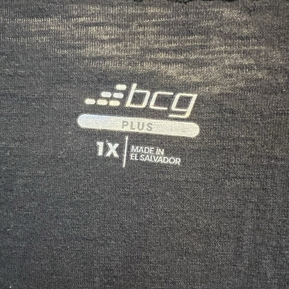 BCG PLUS WOMEN'S 1X T-SHIRT V-NECK SHORT SLEEVE GRAY Coffee First Wine Later - Picture 2 of 2
